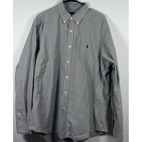 Polo Ralph Lauren Men's Long Sleeve Black White Check Shirt Size XL 100% Cotton - Picture 2 of 6